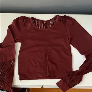 Alala seamless burgundy athletic crop long sleeve